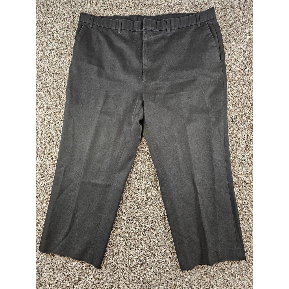 Vtg Action Slacks by Levi Strauss Mens Sz 46x32 Flat Front Khaki Pants Black